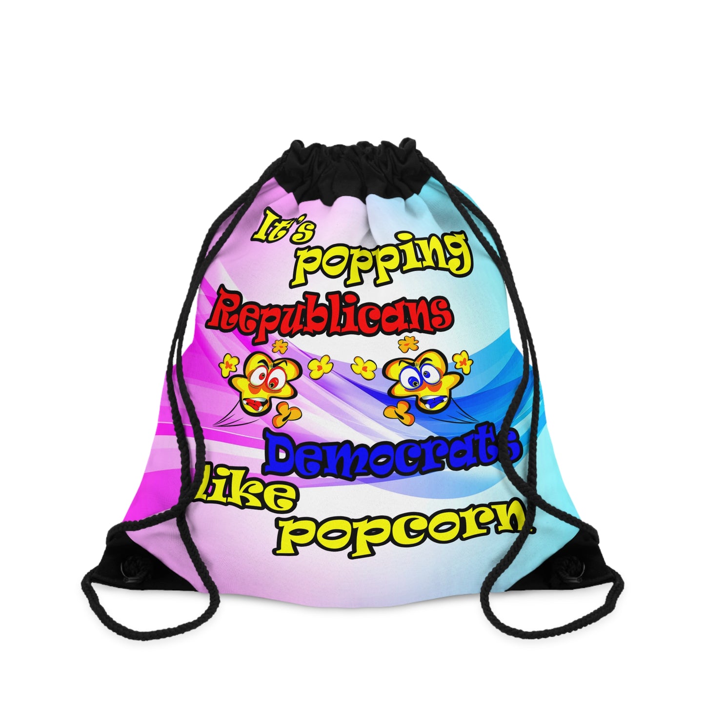 popping like popcorn - Drawstring Bag (light blue-pink wave)