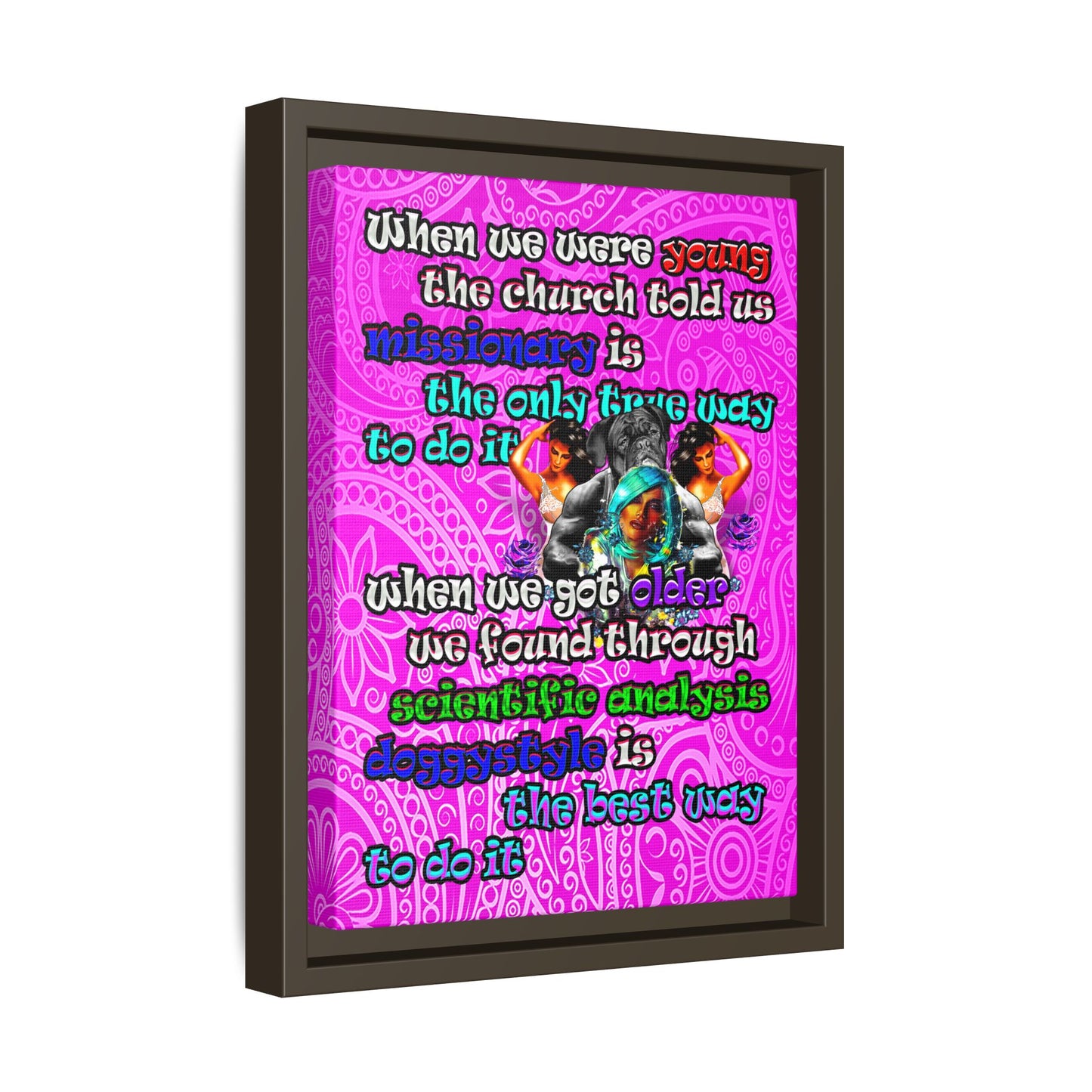 doggystyle - framed canvas art (pink swirl)