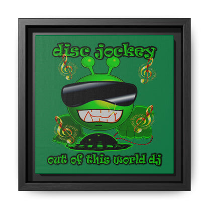 disc jockey - framed canvas art (dark green)