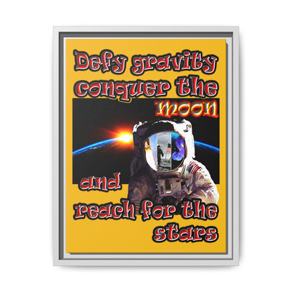 defy conquer reach - framed canvas art (yellow)