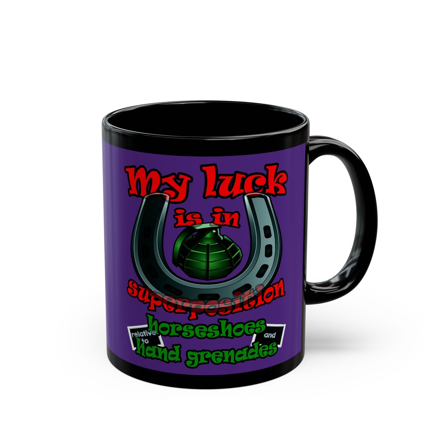 my luck - Black Mug (purple)