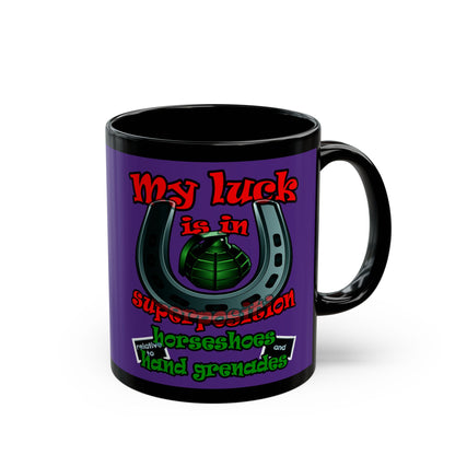 my luck - Black Mug (purple)
