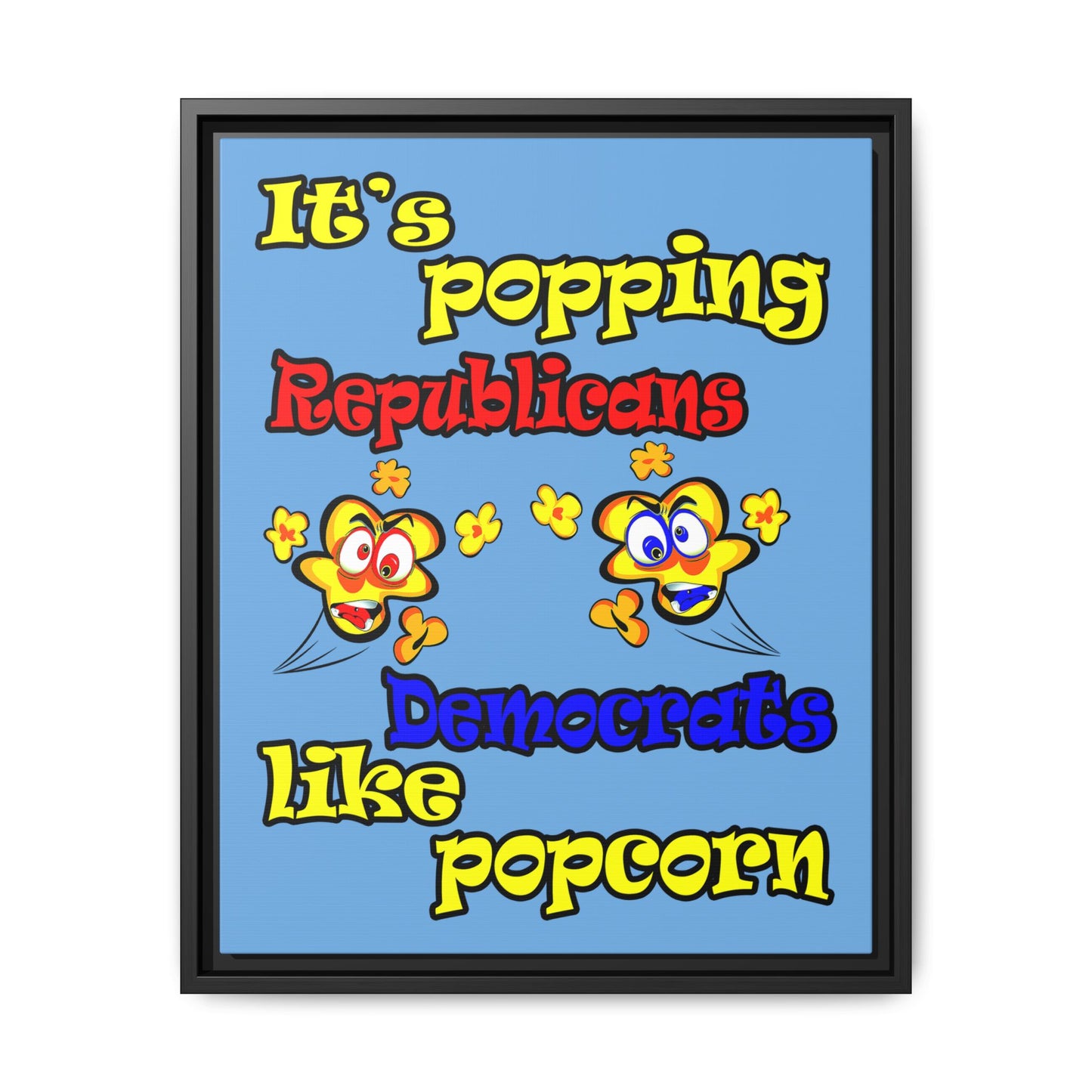 popping like popcorn - framed canvas art (light blue)