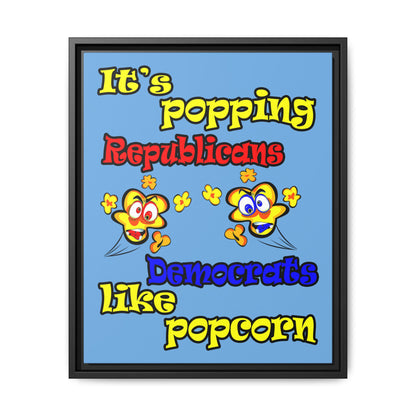 popping like popcorn - framed canvas art (light blue)