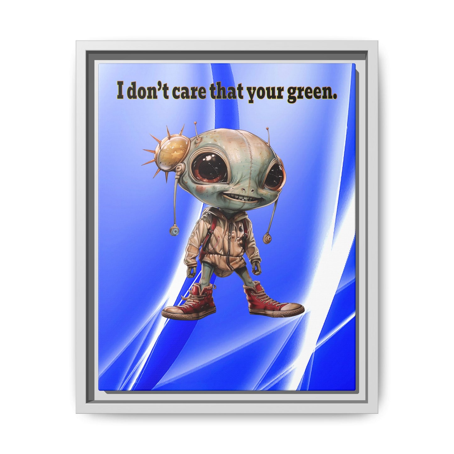 I don't care that your green - framed canvas art (blue-white wave)