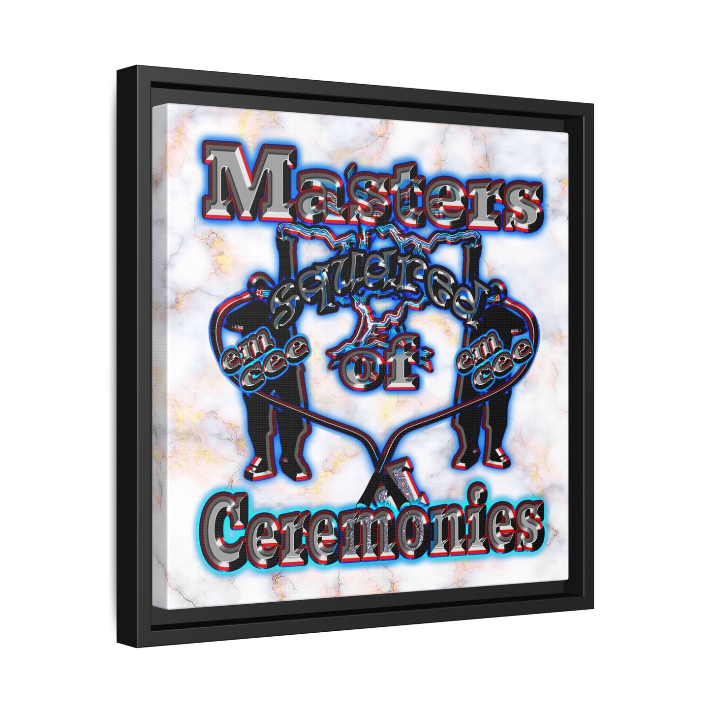 em cee squared - framed canvas art (white marble)