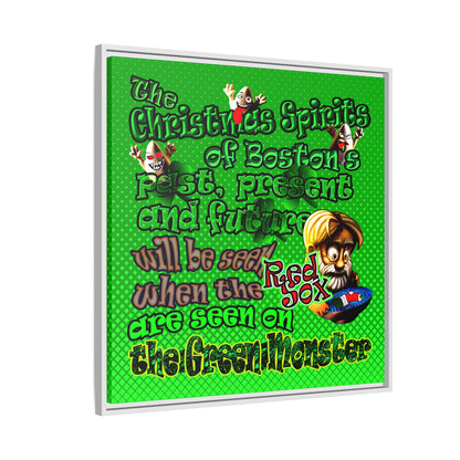 christmas spirits of boston - framed canvas art (logo green)
