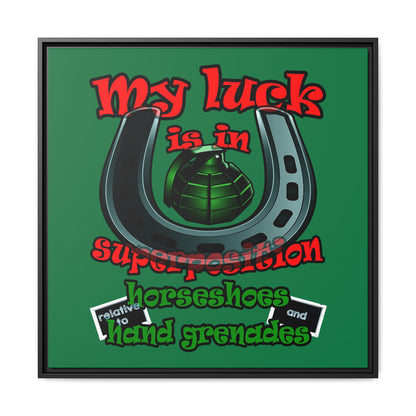 my luck - framed canvas art (dark green)