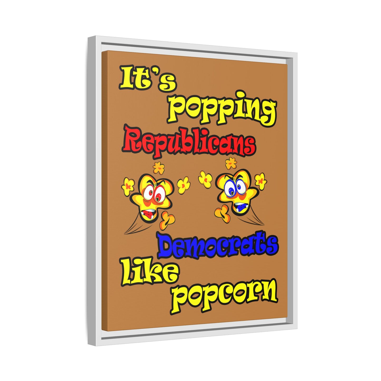 popping like popcorn - framed canvas art (light brown)