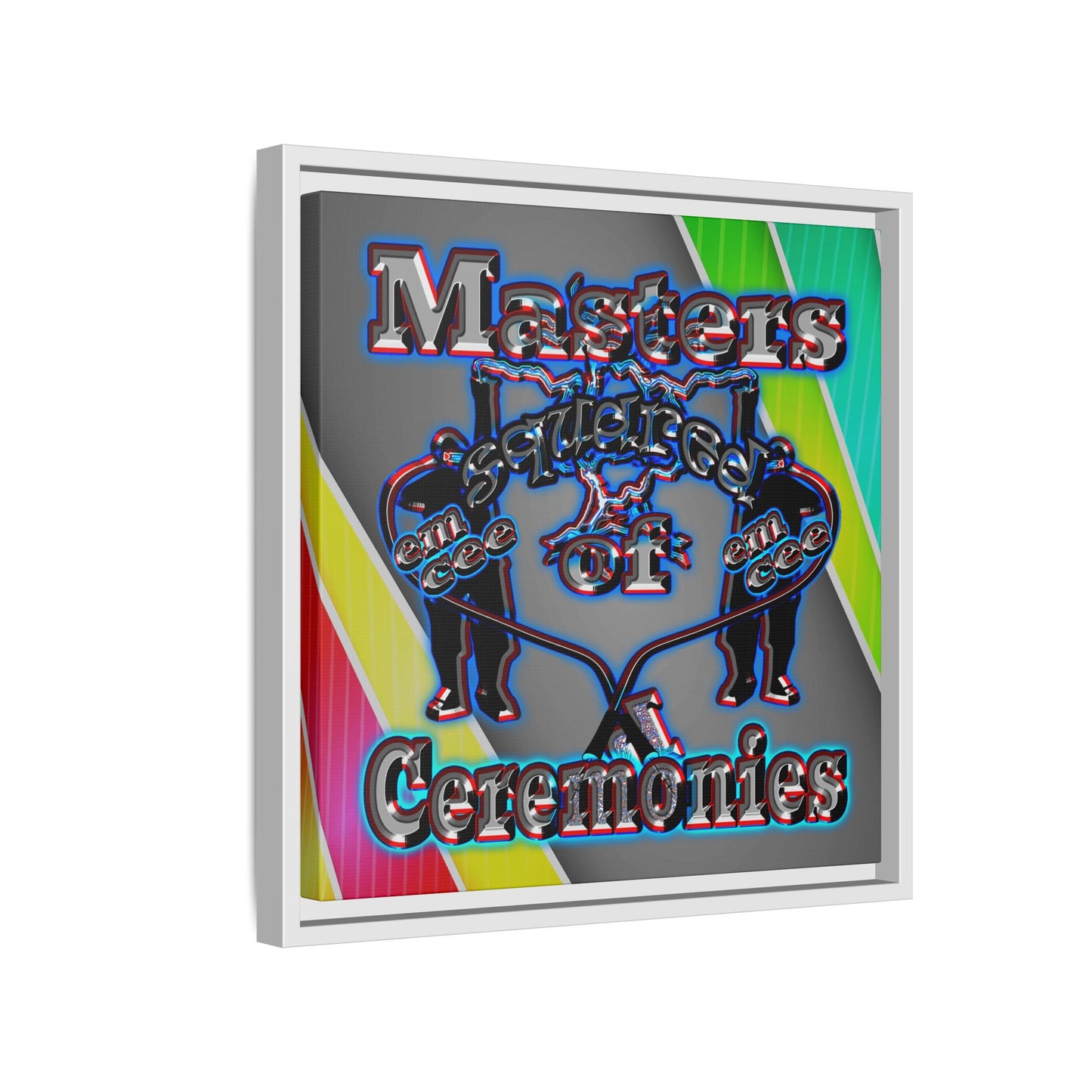 em cee squared - framed canvas art (rainbow split)