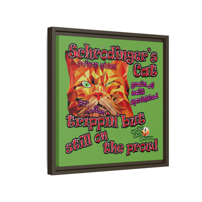 schrodinger's cat - framed canvas art (green)
