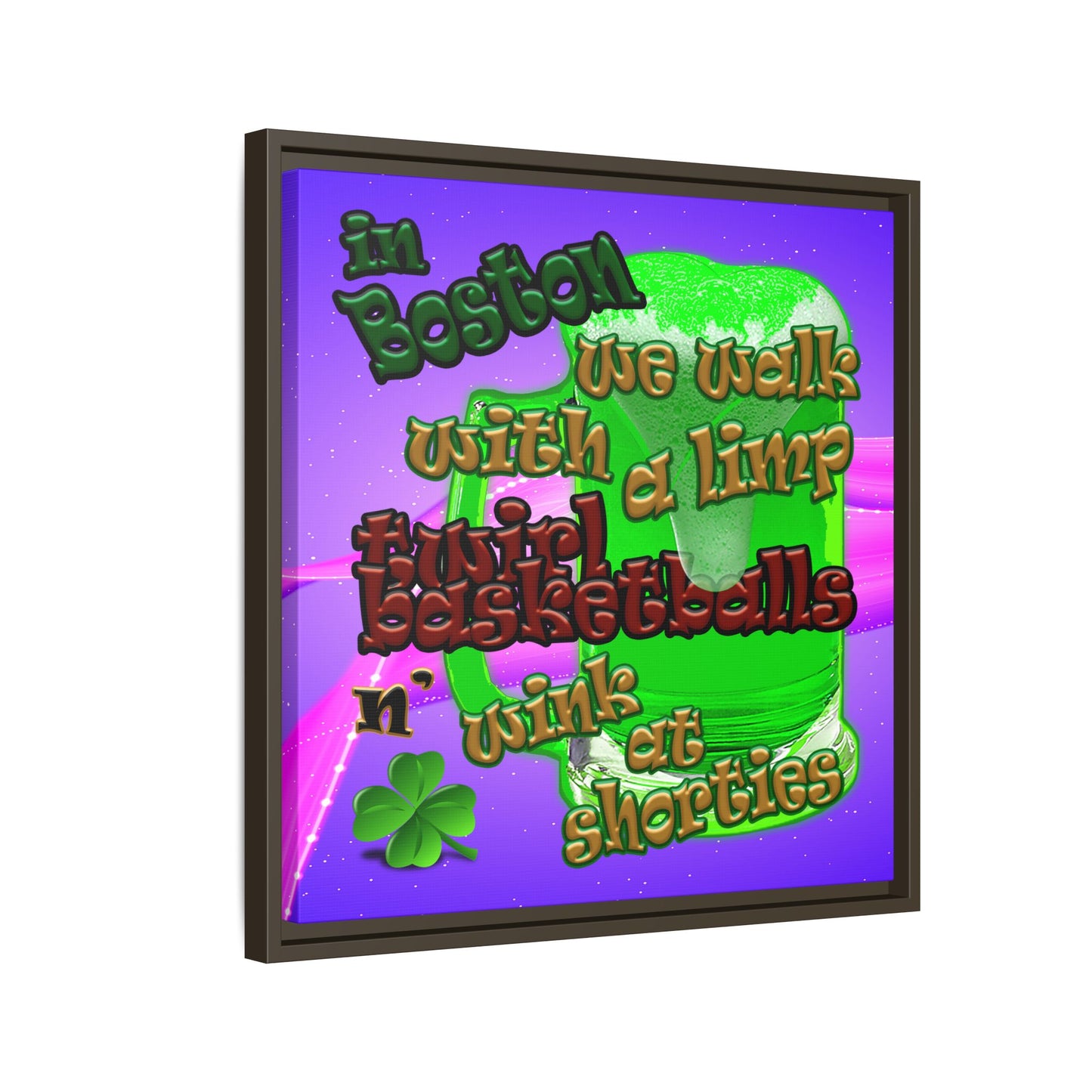 celtics logo - framed canvas art (purple-pink wave)