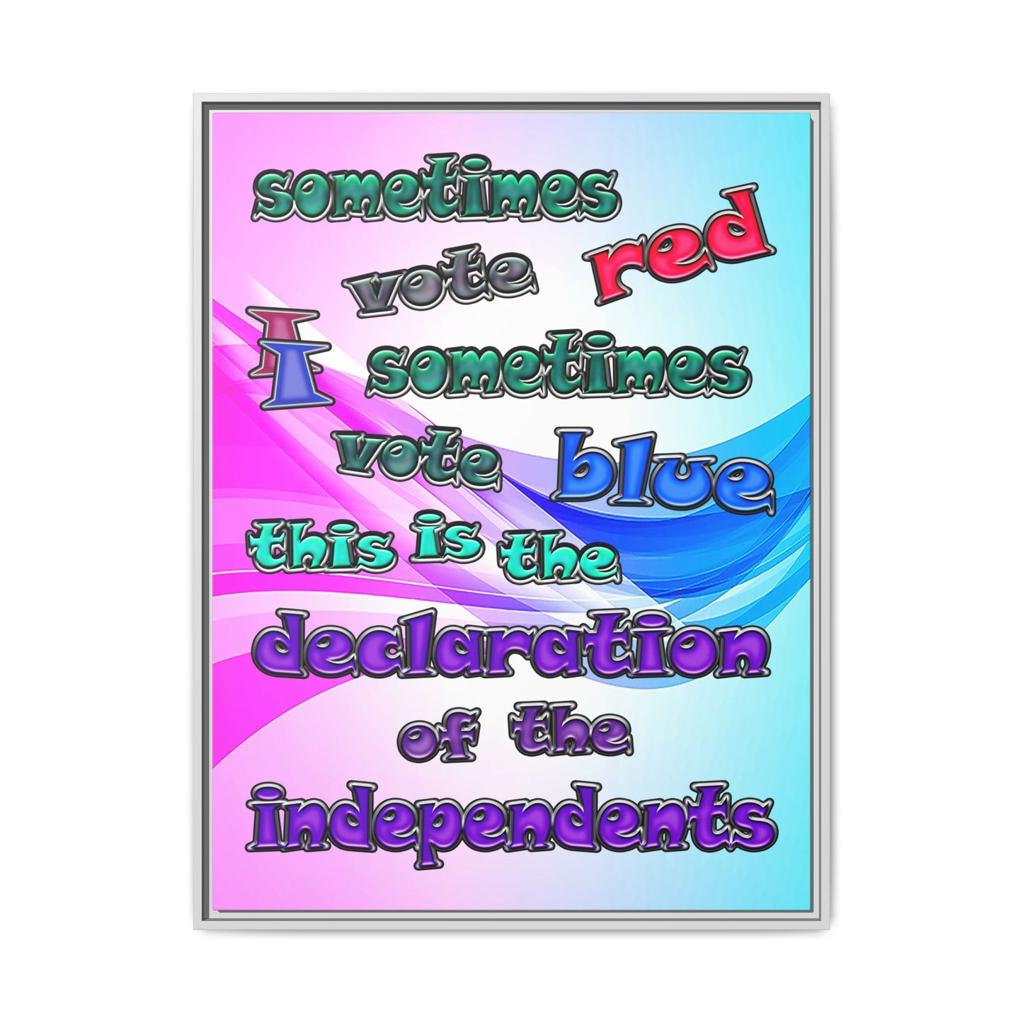 declaration of the independents - framed canvas art (light blue-pink wave)