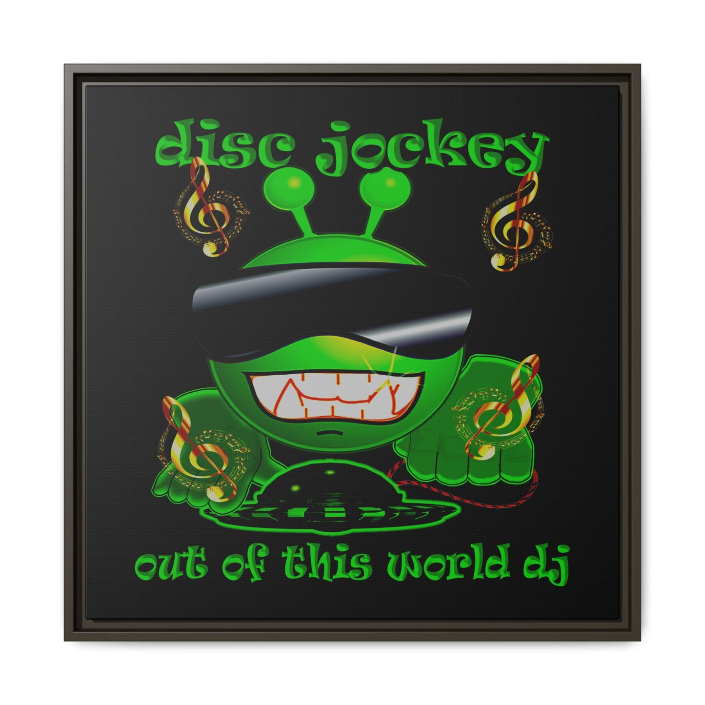 disc jockey - framed canvas art (black)