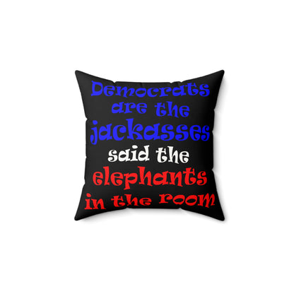 donkeys and elephants - Faux Suede Square Pillow - (black)