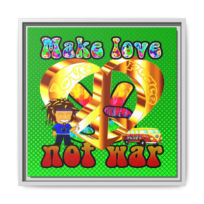 love peace - framed canvas art (logo green)