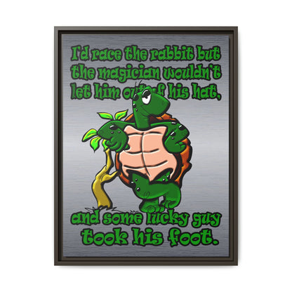 turtle race - framed canvas art (brushed nickel)