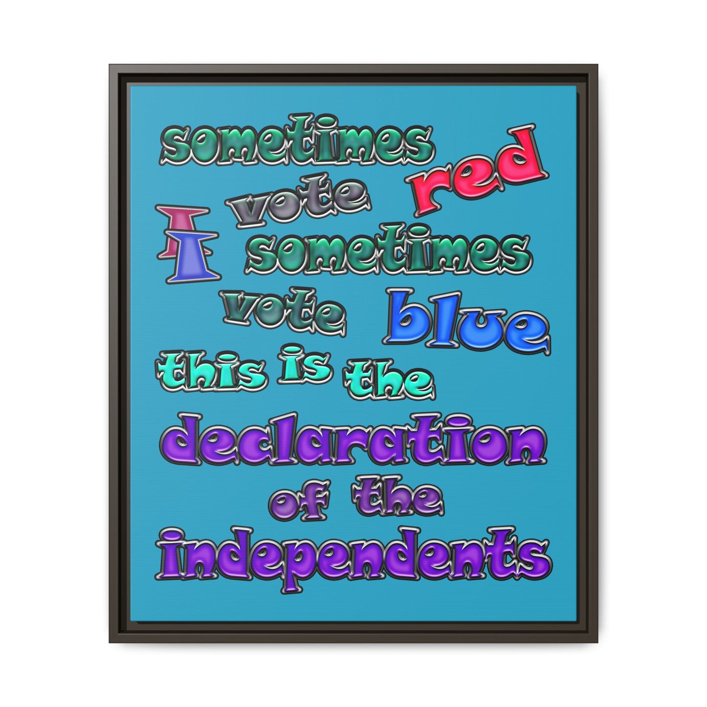 declaration of the independents - framed canvas art (turquoise)