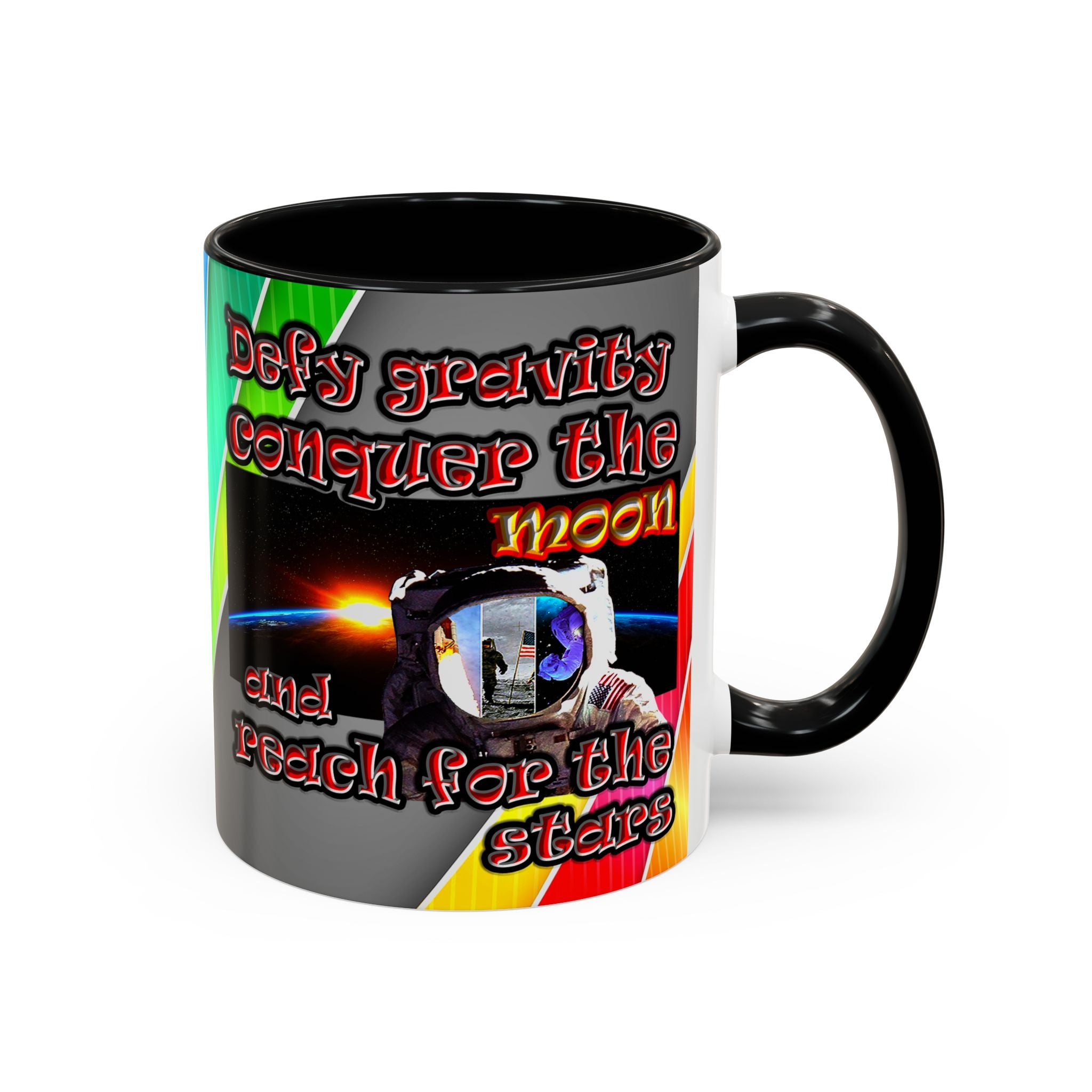 defy conquer reach - Accent Mug (rainbow split)