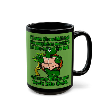 turtle race - Black Mug (green)