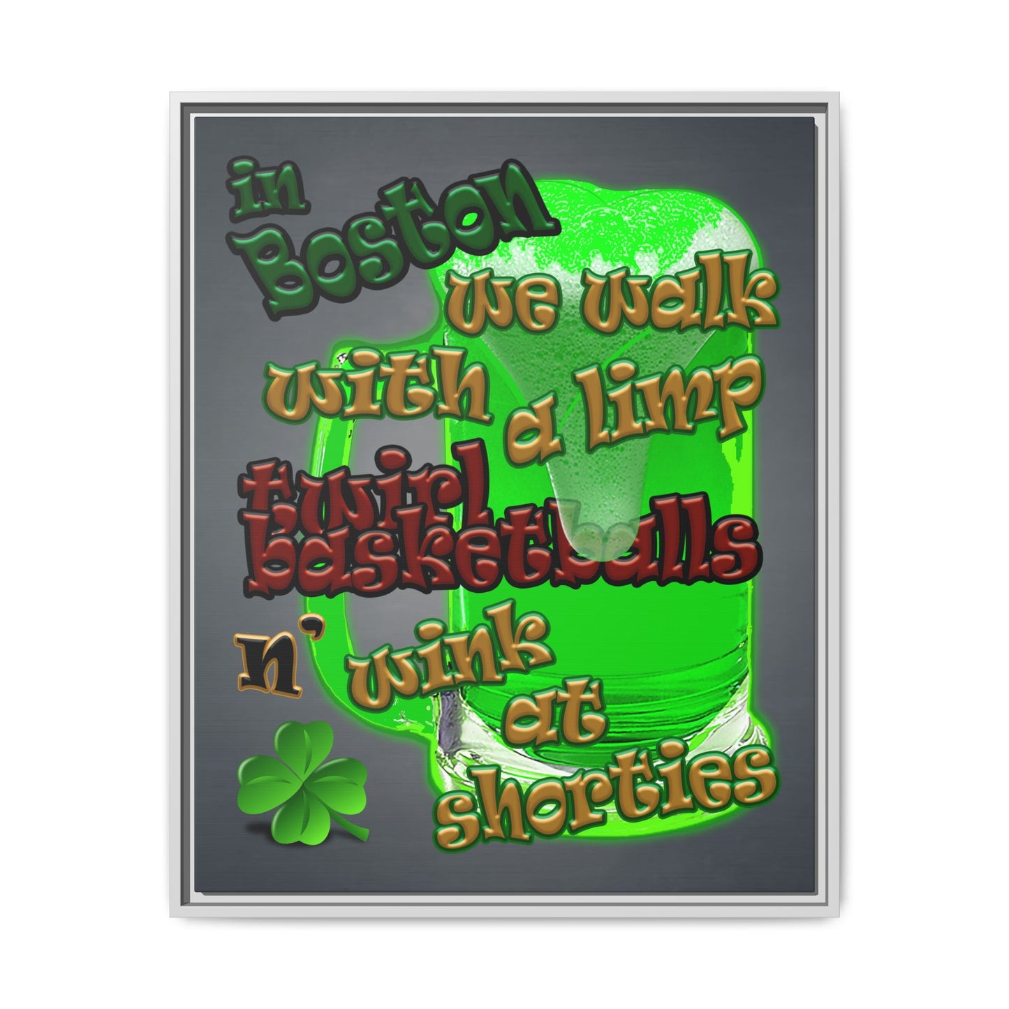 celtics logo - framed canvas art (grey-light grey)