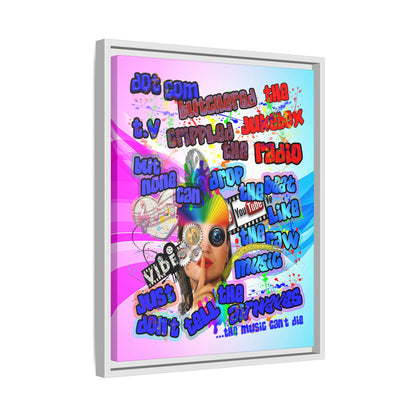drop the beat - framed canvas art (light blue-pink wave)
