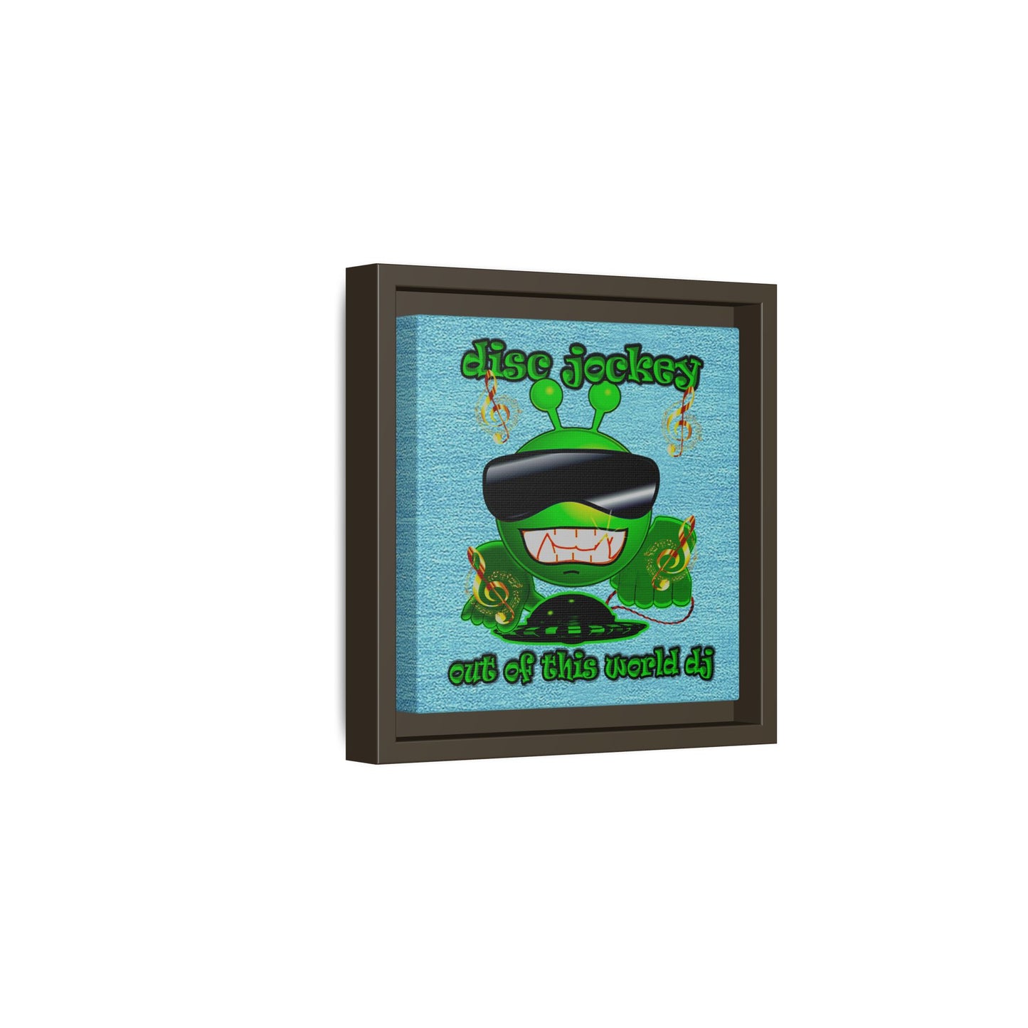 disc jockey - framed canvas art (faded blue)