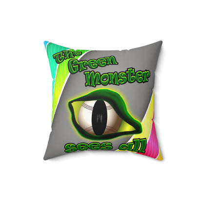 green monster - Faux Suede Square Pillow - (rainbow split)