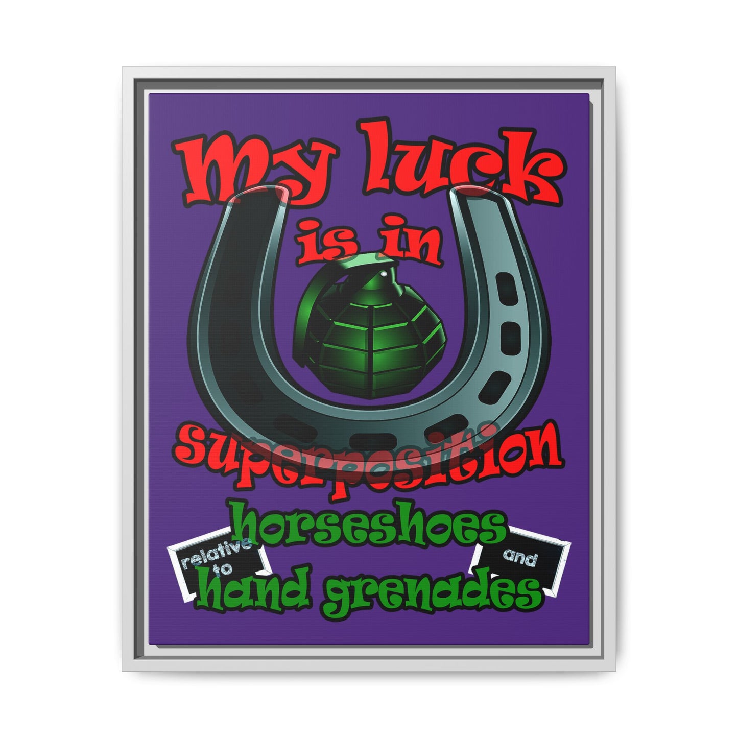 my luck - framed canvas art (purple)