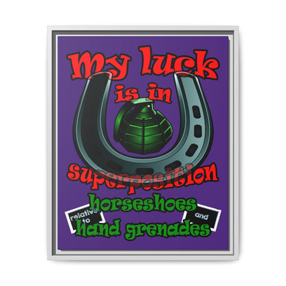 my luck - framed canvas art (purple)