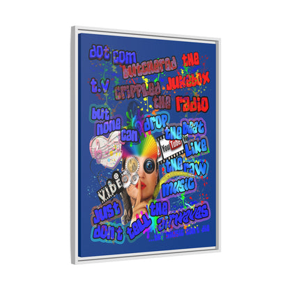 drop the beat - framed canvas art (dark blue)