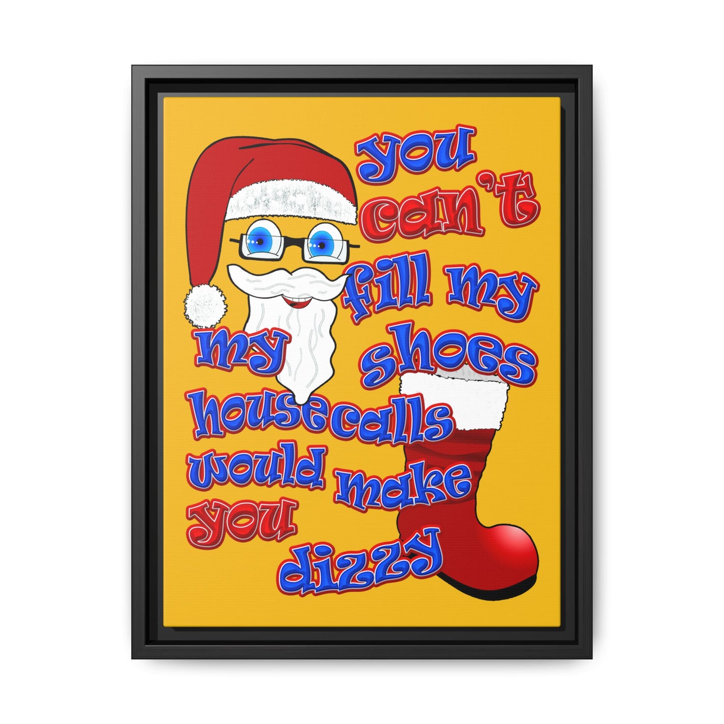 santa's shoes - framed canvas art (yellow)