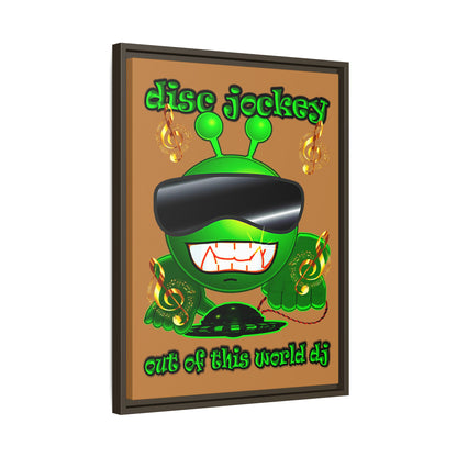 disc jockey - framed canvas art (light brown)
