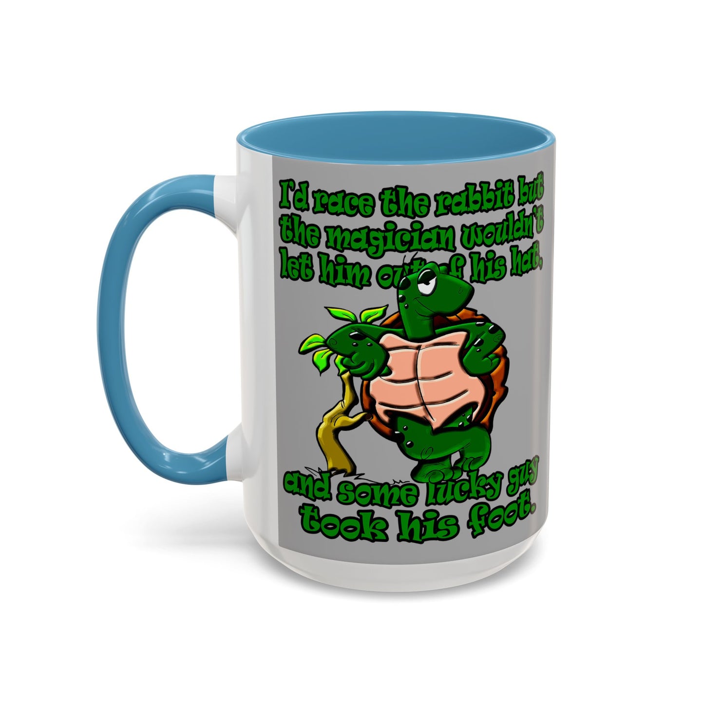 turtle race - Accent Mug (light grey)