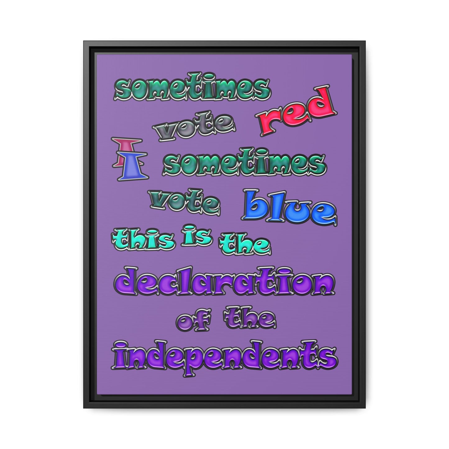 declaration of the independents - framed canvas art (light purple)