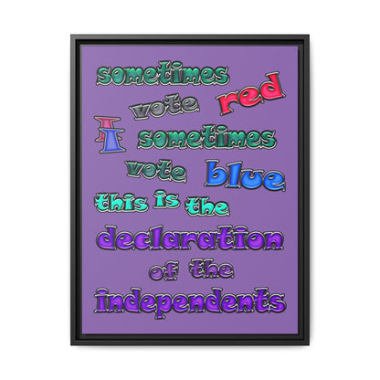 declaration of the independents - framed canvas art (light purple)