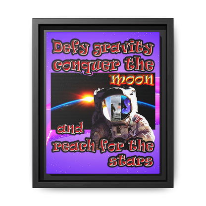 defy conquer reach - framed canvas art (purple-pink wave)