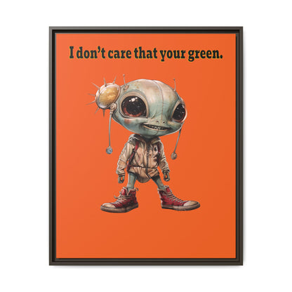 I don't care that your green - framed canvas art (orange)