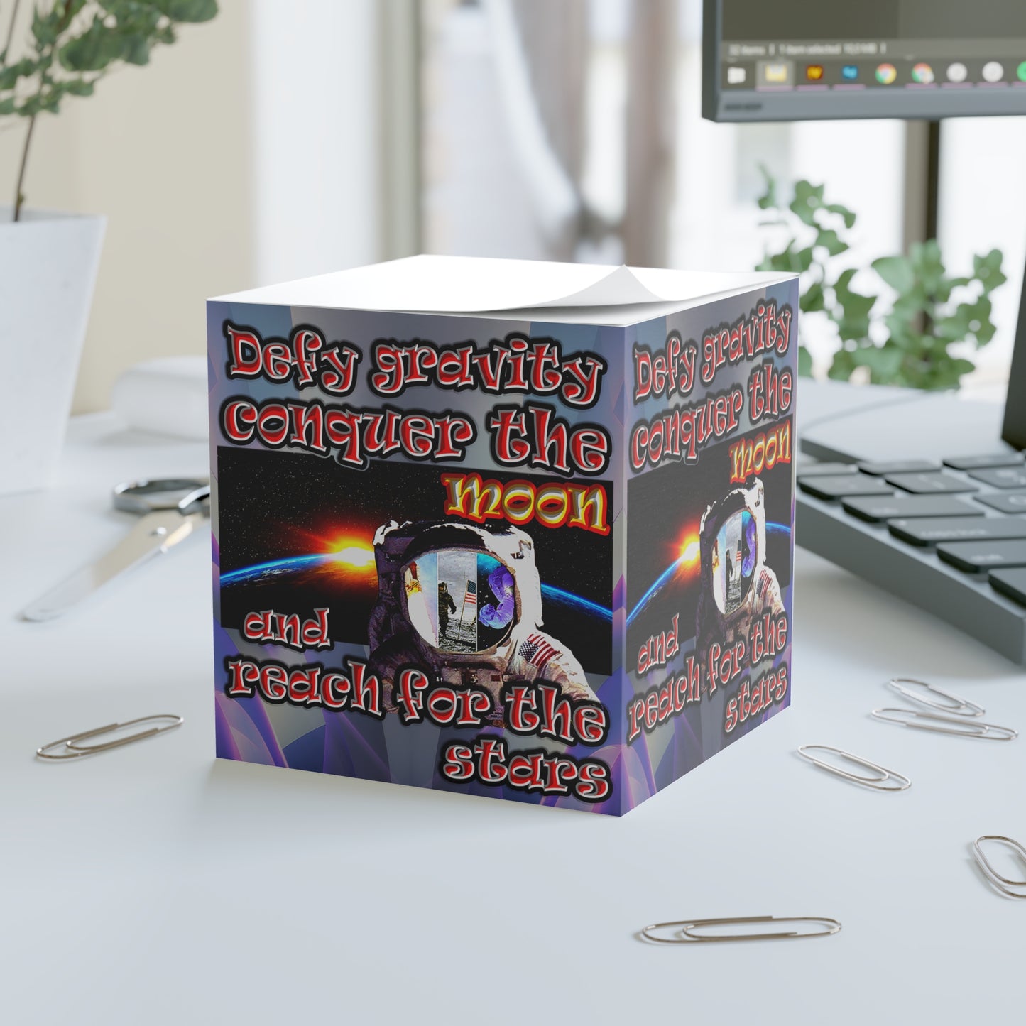 defy conquer reach - note cube (grey-pink wave)