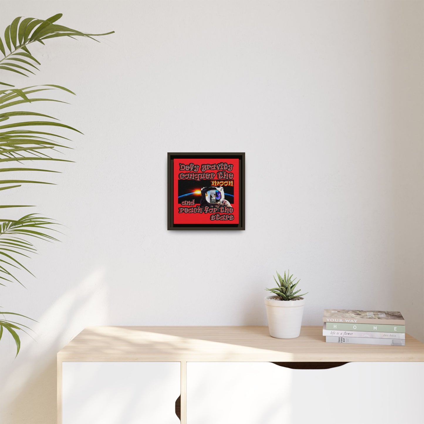 defy conquer reach - framed canvas art (red)