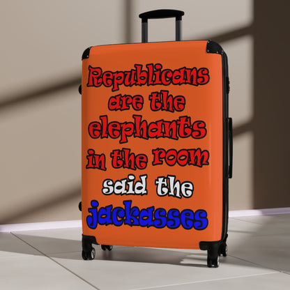 donkeys and elephants - Suitcase (orange)