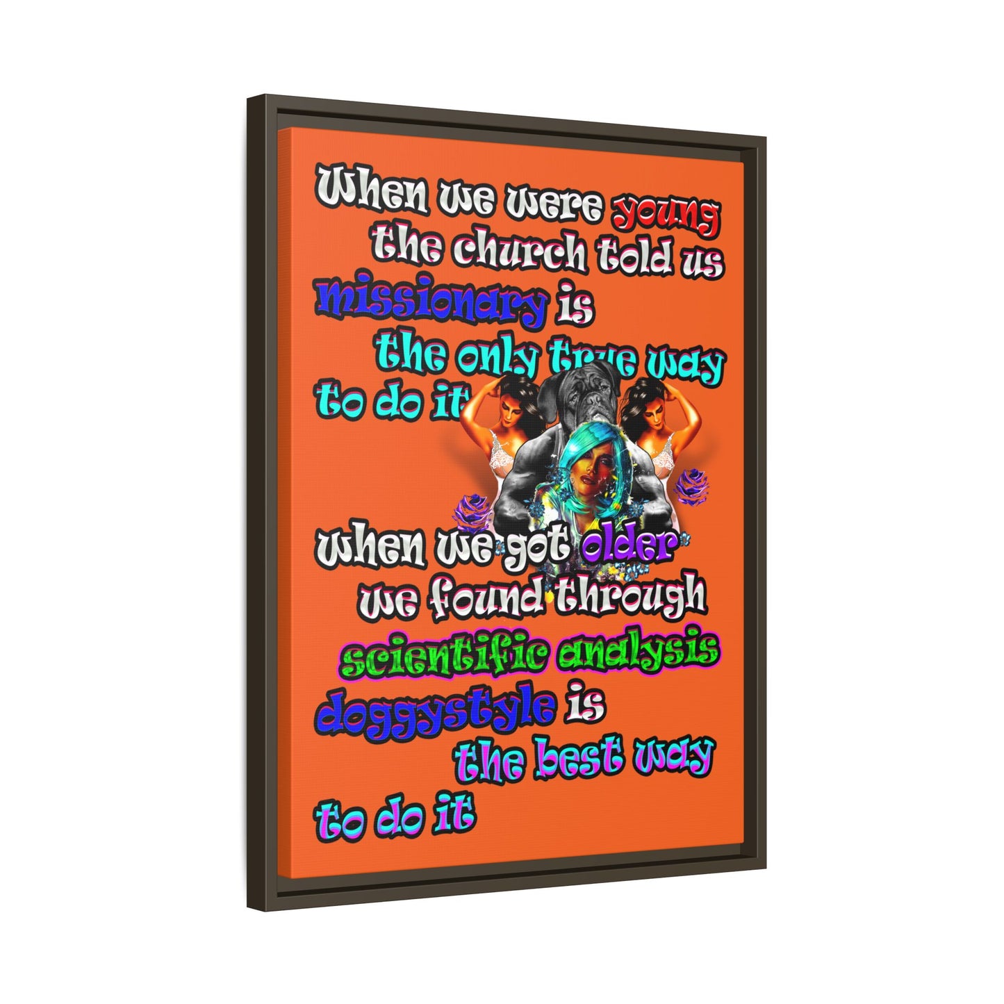 doggystyle - framed canvas art (orange)
