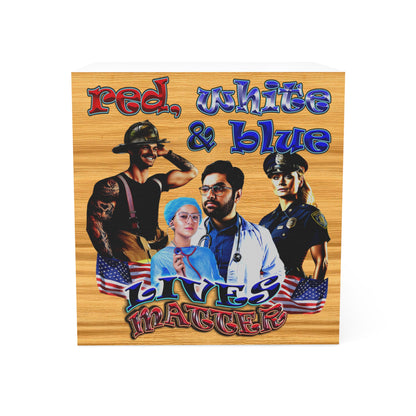 rw&b lives matter - note cube (butterscotch wood finish)