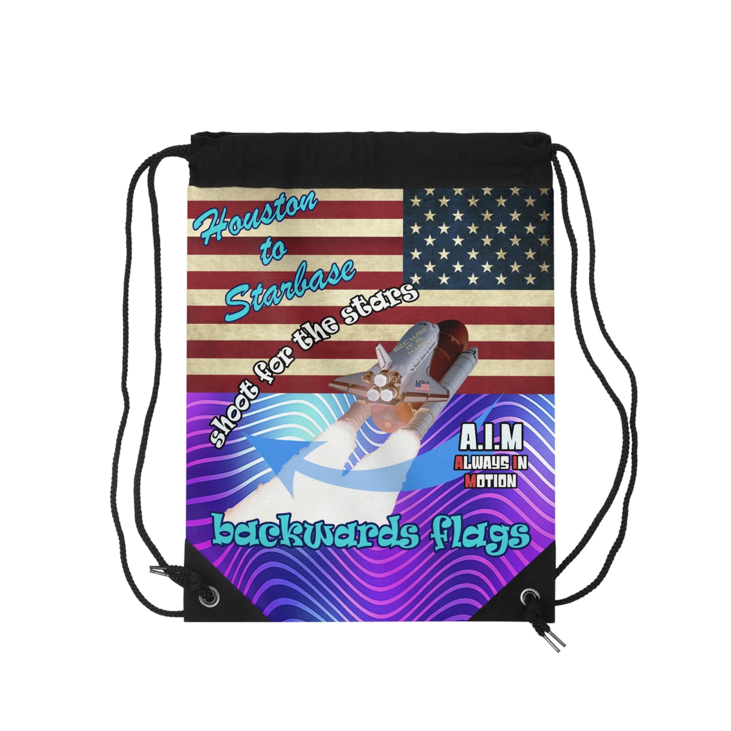 shoot for the stars - Drawstring Bag (purple wave)