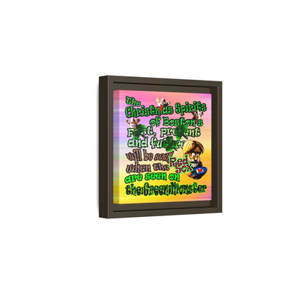 christmas spirits of boston - framed canvas art (color blur)