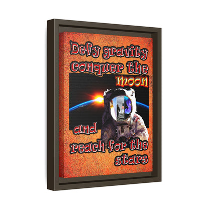 defy conquer reach - framed canvas art (burnt orange)