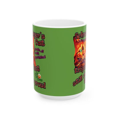 schrodinger's cat - White Mug (green)
