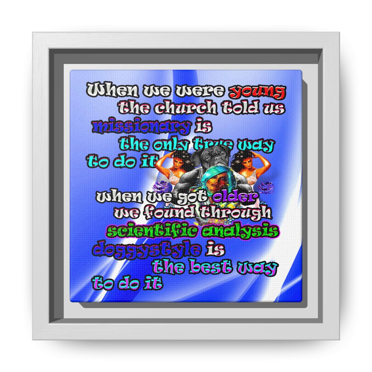 doggystyle - framed canvas art (blue-white wave)