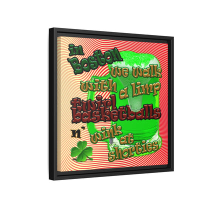 celtics logo - framed canvas art (yellow-orange wave)