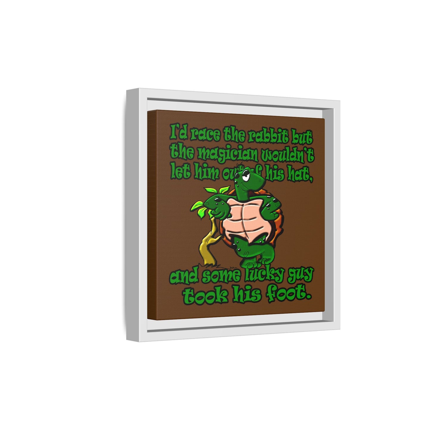 turtle race - framed canvas art (brown)